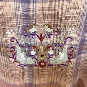 OOAK winter crest embroidered flannel shirt